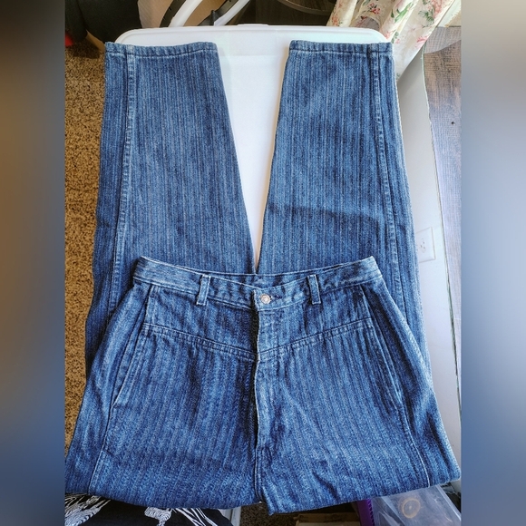 Levi's vintage denim mom jean women's high rise tapered textured striped sz 16. - Picture 13 of 16